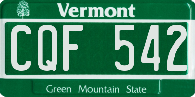 VT license plate CQF542