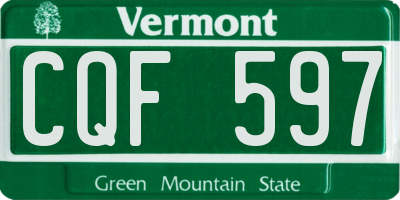 VT license plate CQF597