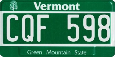 VT license plate CQF598