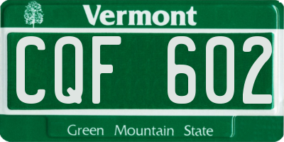VT license plate CQF602