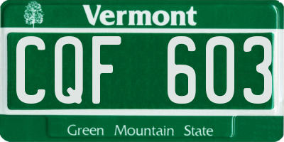 VT license plate CQF603