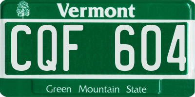 VT license plate CQF604
