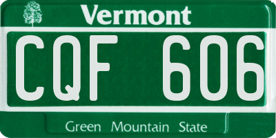 VT license plate CQF606