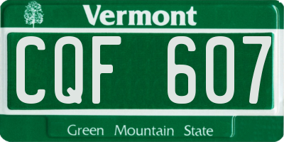 VT license plate CQF607
