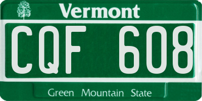 VT license plate CQF608