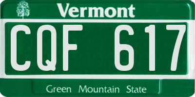 VT license plate CQF617