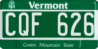 VT license plate CQF626