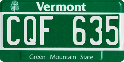 VT license plate CQF635