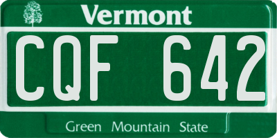 VT license plate CQF642