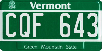 VT license plate CQF643
