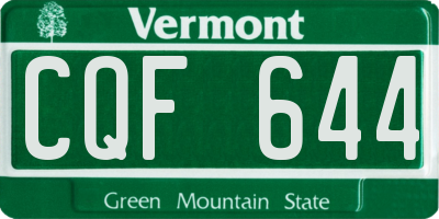 VT license plate CQF644