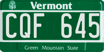 VT license plate CQF645