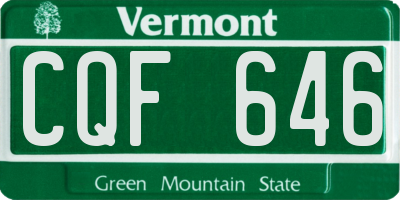 VT license plate CQF646