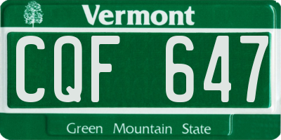 VT license plate CQF647