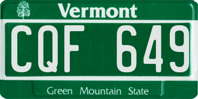 VT license plate CQF649