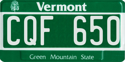 VT license plate CQF650