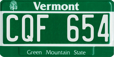 VT license plate CQF654