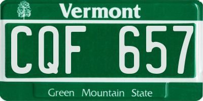 VT license plate CQF657