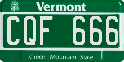 VT license plate CQF666