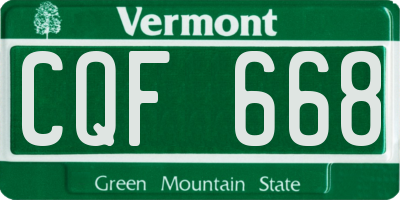 VT license plate CQF668