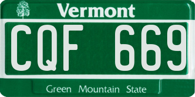 VT license plate CQF669