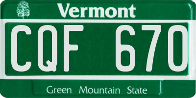 VT license plate CQF670