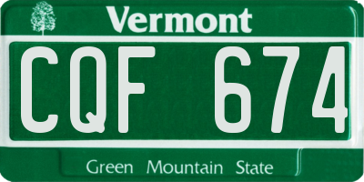 VT license plate CQF674