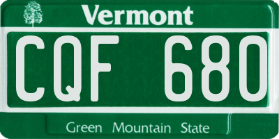 VT license plate CQF680