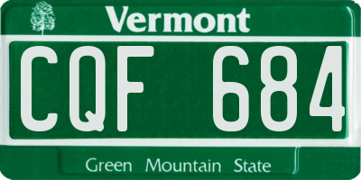 VT license plate CQF684