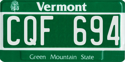 VT license plate CQF694