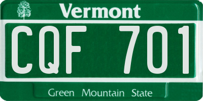 VT license plate CQF701