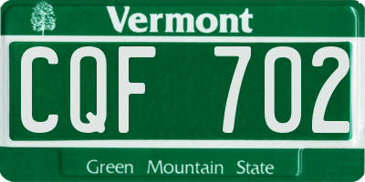 VT license plate CQF702