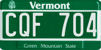 VT license plate CQF704