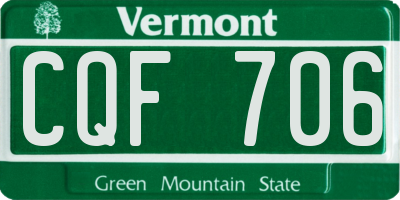 VT license plate CQF706