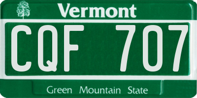 VT license plate CQF707