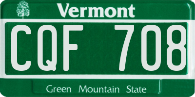 VT license plate CQF708