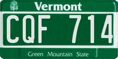 VT license plate CQF714