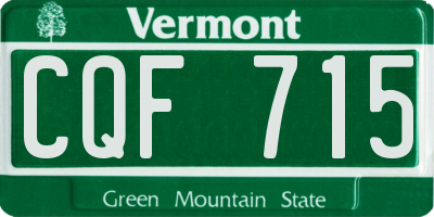 VT license plate CQF715
