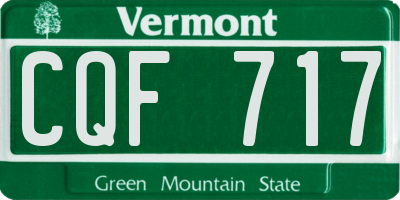 VT license plate CQF717