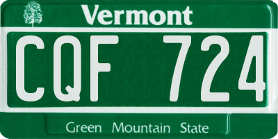 VT license plate CQF724