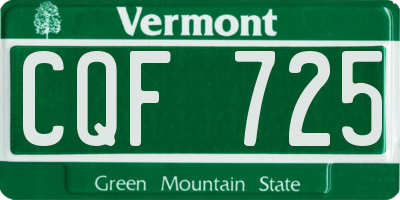 VT license plate CQF725