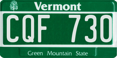 VT license plate CQF730