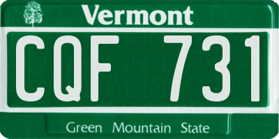 VT license plate CQF731