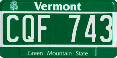 VT license plate CQF743