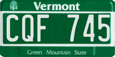 VT license plate CQF745