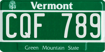 VT license plate CQF789