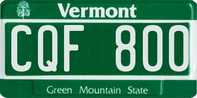 VT license plate CQF800