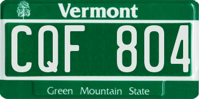 VT license plate CQF804