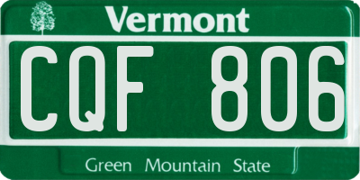 VT license plate CQF806