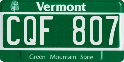 VT license plate CQF807